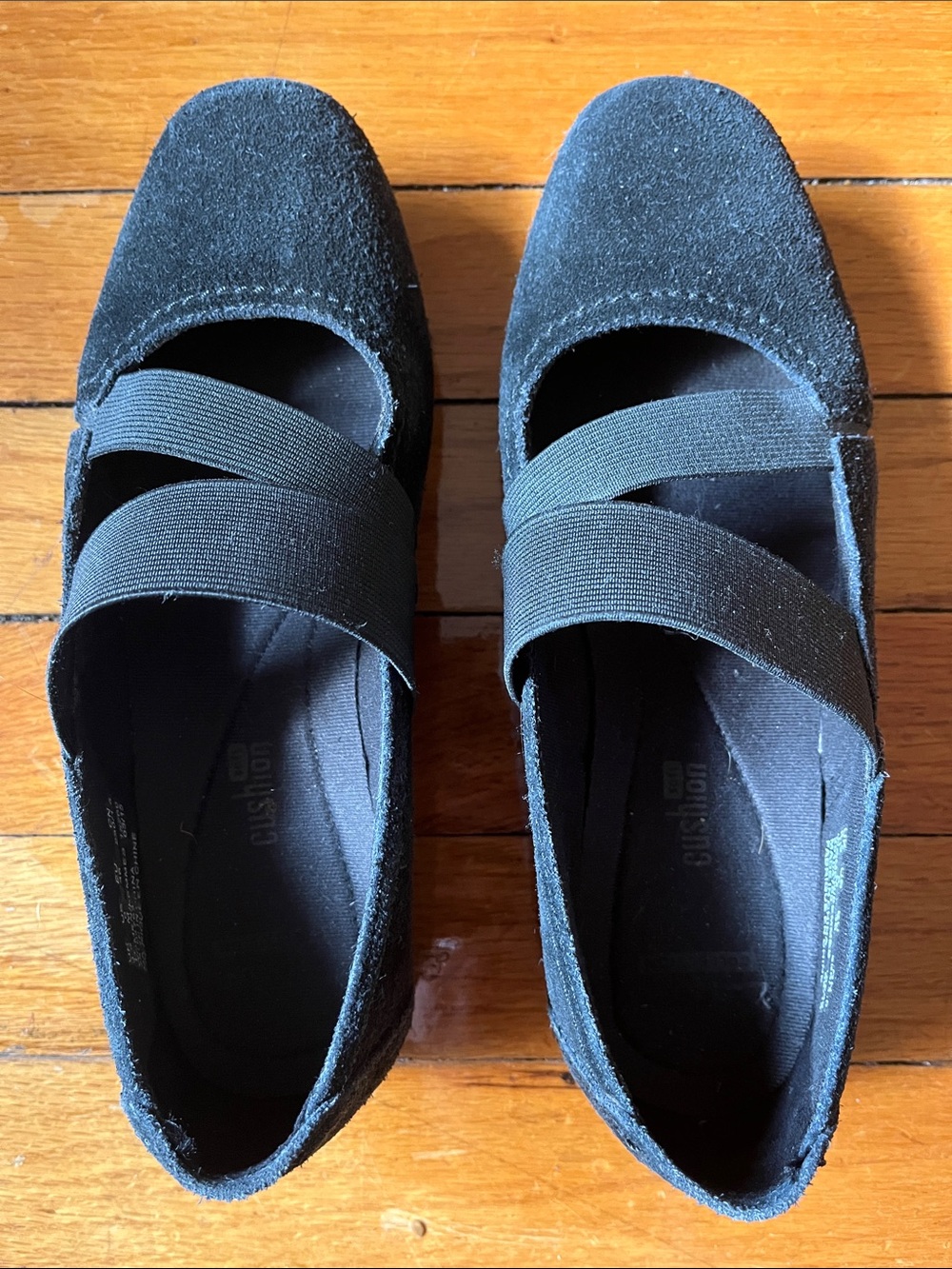 Clarks Black Suede Cross-Strap Flats